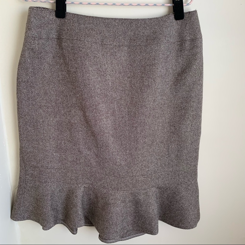 Albert Nipon Tweed Boucle Wool & Silk Blend Skirt Metallic Brown Sz 10